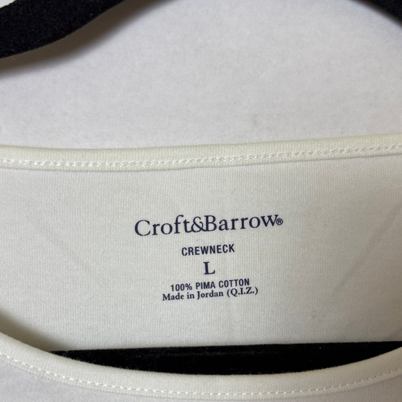 NWT Croft & Barrow White Pima Cotton Tee Sz L Classic Minimalist Wardrobe Basic - Picture 2 of 10